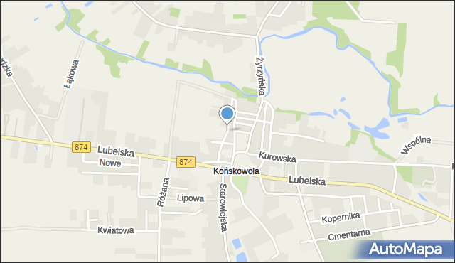 Końskowola, Ogrodowa, mapa Końskowola