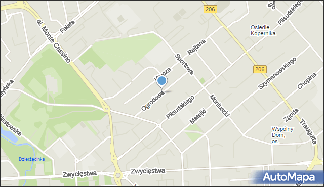 Koszalin, Ogrodowa, mapa Koszalina