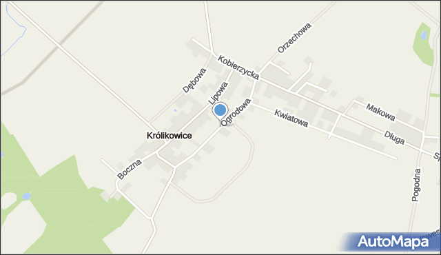 Królikowice gmina Kobierzyce, Ogrodowa, mapa Królikowice gmina Kobierzyce