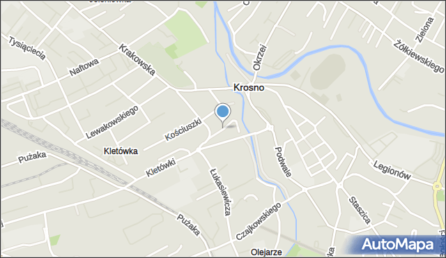 Krosno, Ogrodowa, mapa Krosna