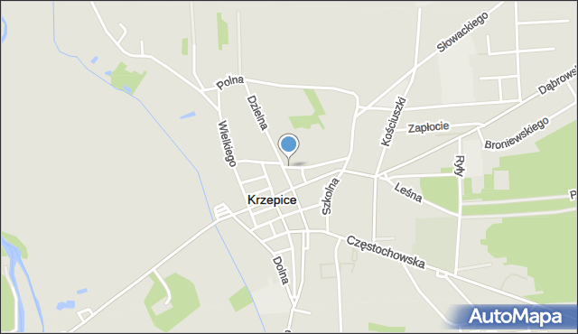 Krzepice powiat kłobucki, Ogrodowa, mapa Krzepice powiat kłobucki