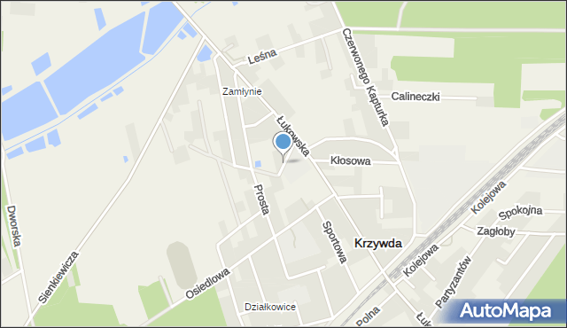 Krzywda powiat łukowski, Ogrodowa, mapa Krzywda powiat łukowski