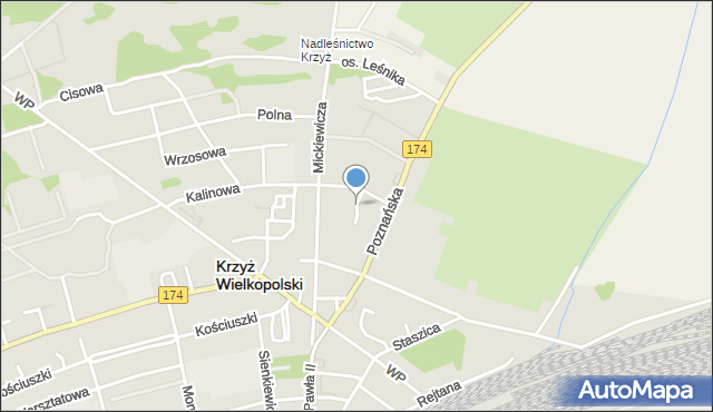 Krzyż Wielkopolski, Ogrodowa, mapa Krzyż Wielkopolski