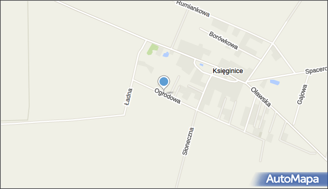 Księginice gmina Kobierzyce, Ogrodowa, mapa Księginice gmina Kobierzyce