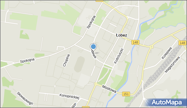 Łobez, Ogrodowa, mapa Łobez