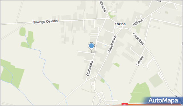 Łozina, Ogrodowa, mapa Łozina