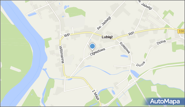 Lubiąż, Ogrodowa, mapa Lubiąż