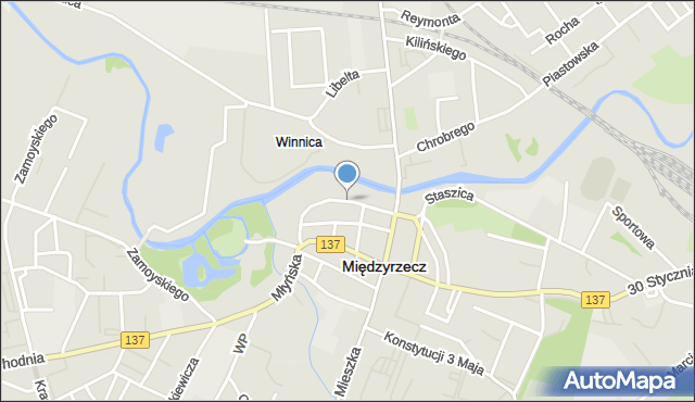 Międzyrzecz, Ogrodowa, mapa Międzyrzecz