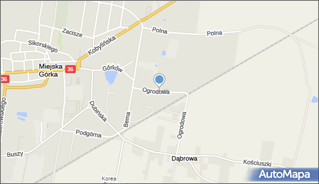 Miejska Górka, Ogrodowa, mapa Miejska Górka