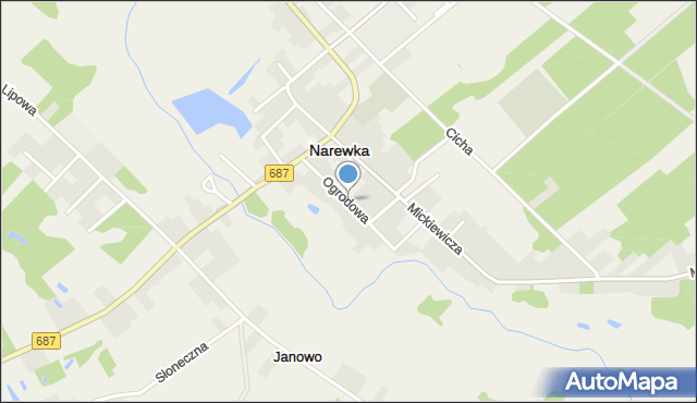 Narewka, Ogrodowa, mapa Narewka