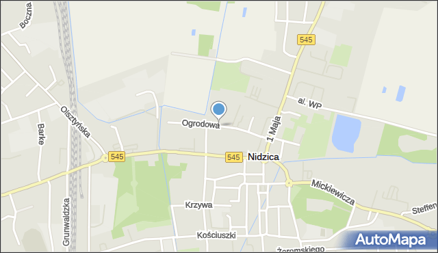 Nidzica, Ogrodowa, mapa Nidzica
