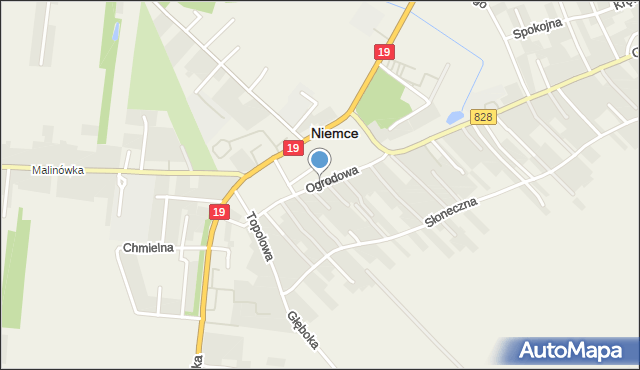 Niemce, Ogrodowa, mapa Niemce