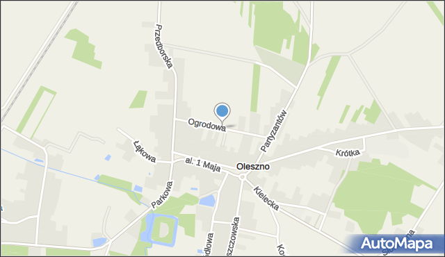 Oleszno gmina Krasocin, Ogrodowa, mapa Oleszno gmina Krasocin