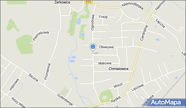 Opole, Ogrodowa, mapa Opola