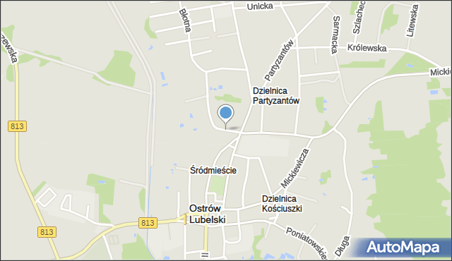 Ostrów Lubelski, Ogrodowa, mapa Ostrów Lubelski