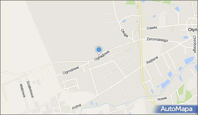 Otyń, Ogrodowa, mapa Otyń