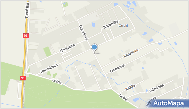 Papowo Toruńskie, Ogrodowa, mapa Papowo Toruńskie