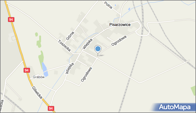 Pisarzowice gmina Toszek, Ogrodowa, mapa Pisarzowice gmina Toszek