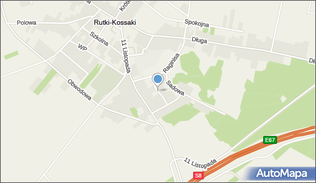 Rutki-Kossaki, Ogrodowa, mapa Rutki-Kossaki