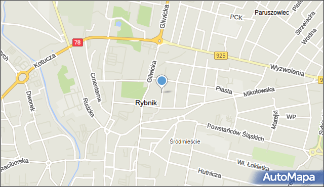 Rybnik, Ogródki, mapa Rybnika