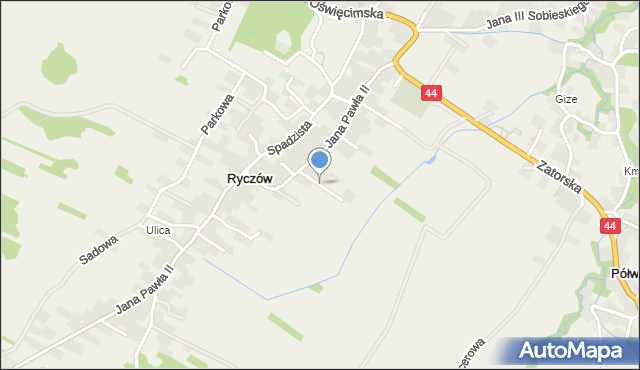 Ryczów gmina Spytkowice, Ogrodowa, mapa Ryczów gmina Spytkowice