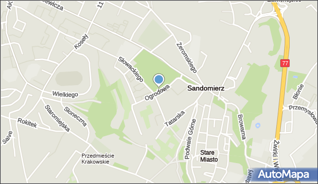 Sandomierz, Ogrodowa, mapa Sandomierza