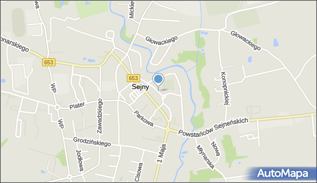 Sejny, Ogrodowa, mapa Sejny