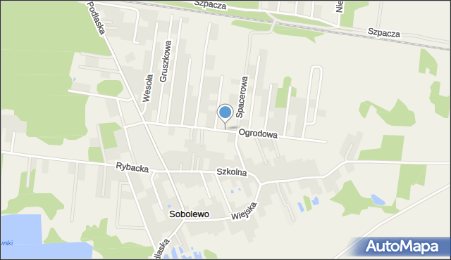 Sobolewo gmina Grabówka, Ogrodowa, mapa Sobolewo gmina Grabówka