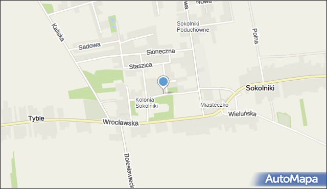 Sokolniki powiat wieruszowski, Ogrodowa, mapa Sokolniki powiat wieruszowski