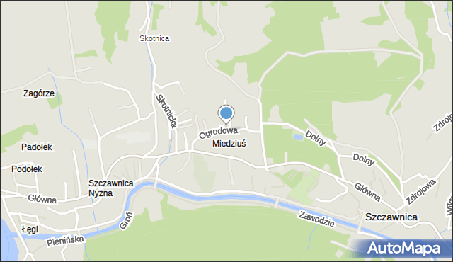 Szczawnica, Ogrodowa, mapa Szczawnica