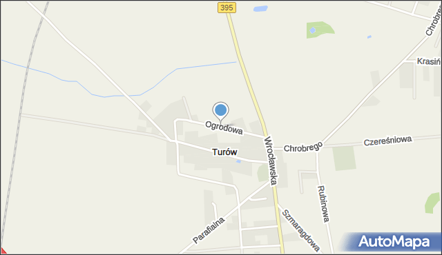 Turów gmina Żórawina, Ogrodowa, mapa Turów gmina Żórawina