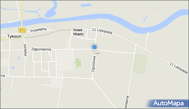 Tykocin, Ogrodowa, mapa Tykocin