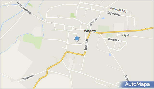 Wiązów, Ogrodowa, mapa Wiązów