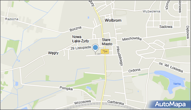 Wolbrom, Ogrodowa, mapa Wolbrom