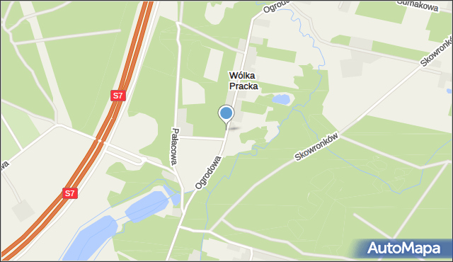 Wólka Pracka, Ogrodowa, mapa Wólka Pracka