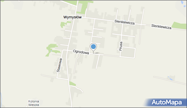 Wymysłów gmina Bobrowniki, Ogrodowa, mapa Wymysłów gmina Bobrowniki