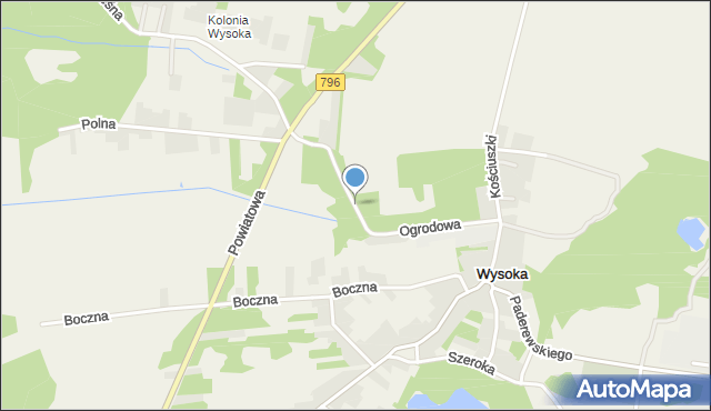Wysoka gmina Łazy, Ogrodowa, mapa Wysoka gmina Łazy