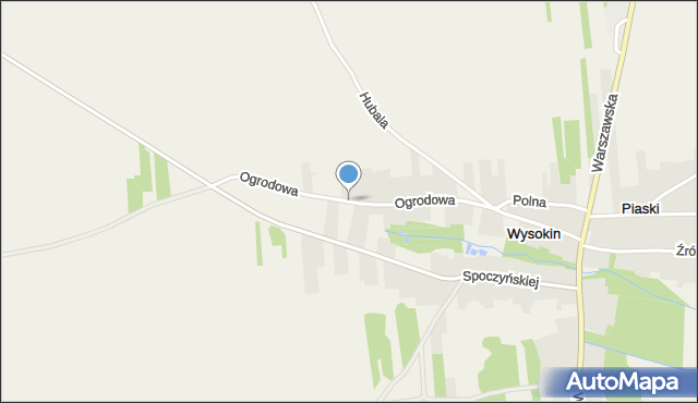 Wysokin, Ogrodowa, mapa Wysokin