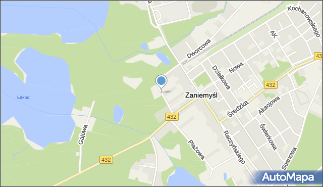 Zaniemyśl, Ogrodowa, mapa Zaniemyśl