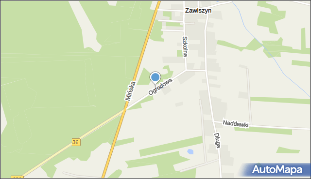 Zawiszyn gmina Jadów, Ogrodowa, mapa Zawiszyn gmina Jadów