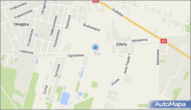 Zduny gmina Opatówek, Ogrodowa, mapa Zduny gmina Opatówek