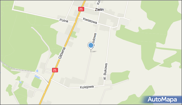 Zielin gmina Trzebielino, Ogrodowa, mapa Zielin gmina Trzebielino