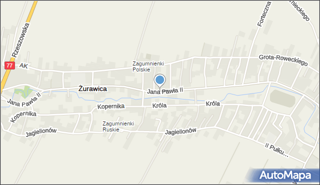 Żurawica powiat przemyski, Ojca Świętego Jana Pawła II, mapa Żurawica powiat przemyski