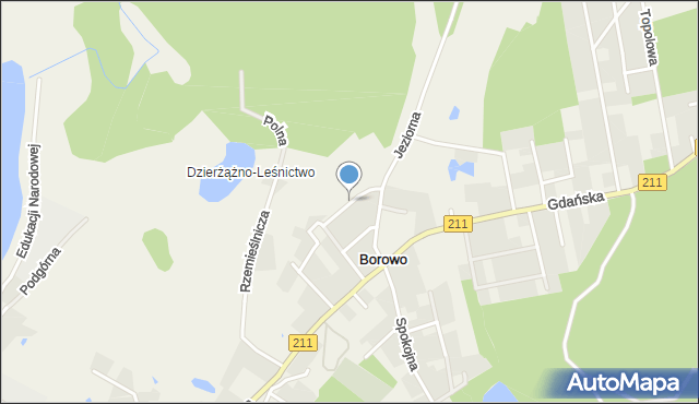 Borowo gmina Kartuzy, Okrężna, mapa Borowo gmina Kartuzy