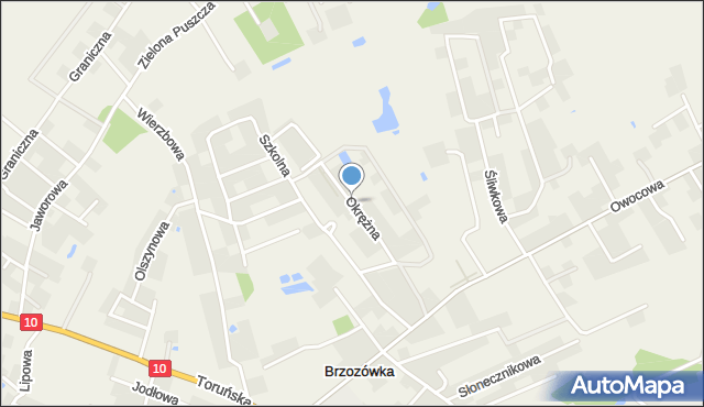 Brzozówka gmina Obrowo, Okrężna, mapa Brzozówka gmina Obrowo