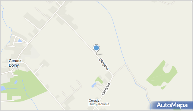 Ceradz Dolny, Okrężna, mapa Ceradz Dolny