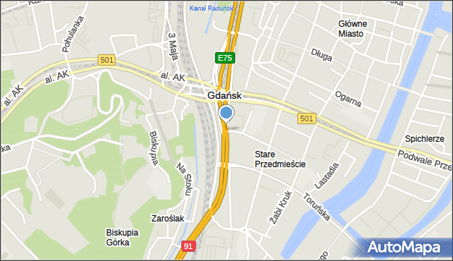 Gdańsk, Okopowa, mapa Gdańska