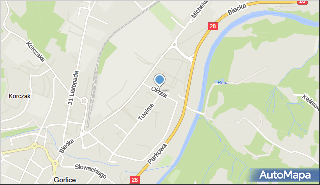 Gorlice, Okrzei Stefana, mapa Gorlic