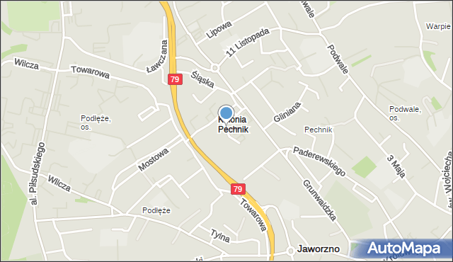 Jaworzno, Okrzei Stefana, mapa Jaworzno