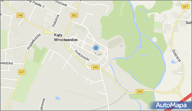 Kąty Wrocławskie, Okulickiego Leopolda, gen., mapa Kąty Wrocławskie